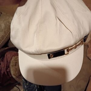 Elegant Cream Cap with Gold Accents